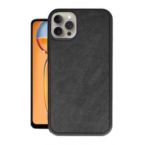 Mey İthalat®  iPhone 15 Pro Max Kılıf Aras Deri Kapak - Siyah