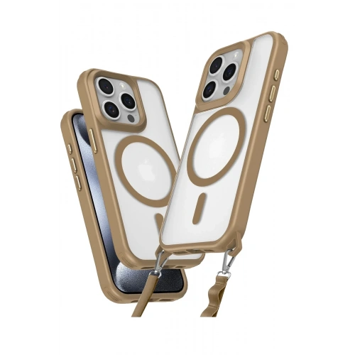 Mey İthalat®  iPhone 15 Pro Max Kılıf Enka Magsafe Silikon Kılıf - Desert