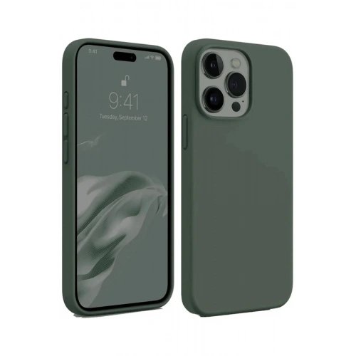 Mey İthalat®  iPhone 15 Pro Max Kılıf First Silikon - Koyu Yeşil