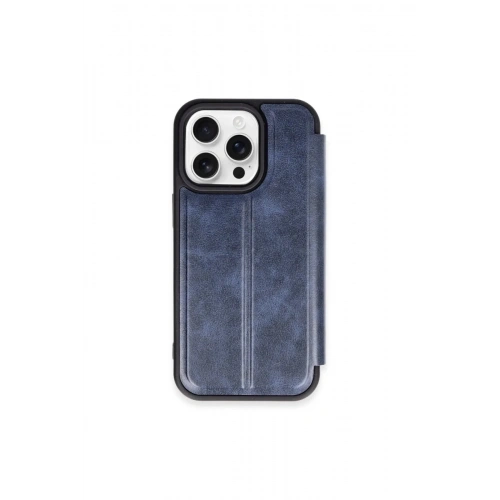 Mey İthalat®  iPhone 15 Pro Max Kılıf Flip Cover - Lacivert