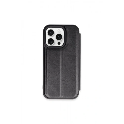 Mey İthalat®  iPhone 15 Pro Max Kılıf Flip Cover - Siyah