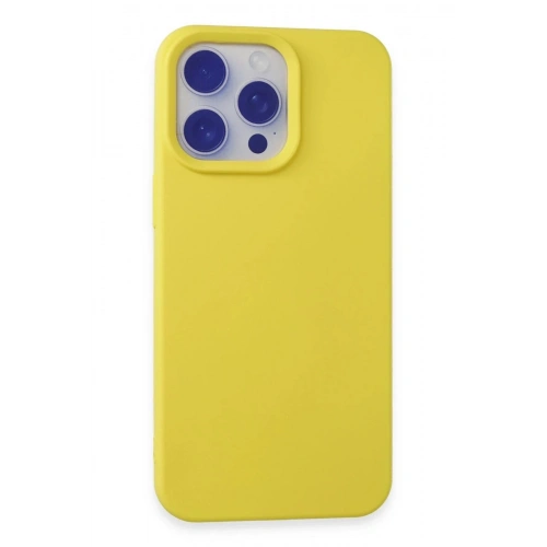 Mey İthalat®  iPhone 15 Pro Max Kılıf Nano içi Kadife Silikon - Sarı