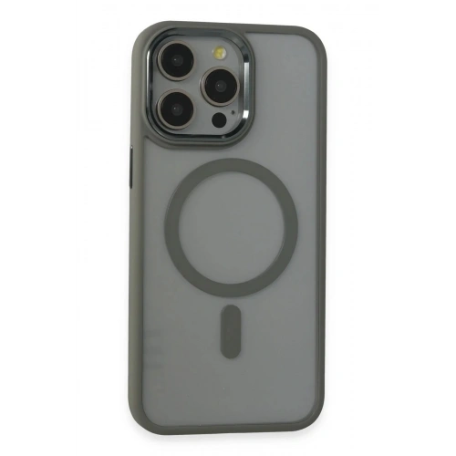 Mey İthalat®  iPhone 15 Pro Max Kılıf Room Magneticsafe Silikon - Gri