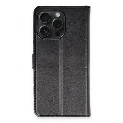 Mey İthalat®  iPhone 15 Pro Max Kılıf Trend S Plus Kapaklı Kılıf - Siyah