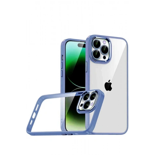 Mey İthalat®   iPhone 15 Pro Max  Lensli Silikon - Açık Mavi