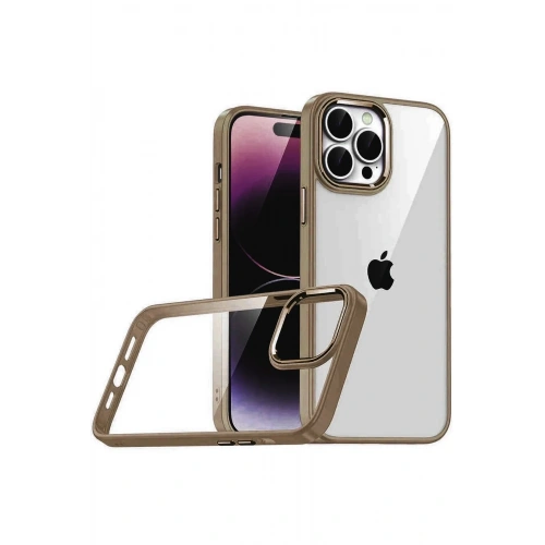 Mey İthalat®   iPhone 15 Pro Max  Lensli Silikon - Çöl Titanyum