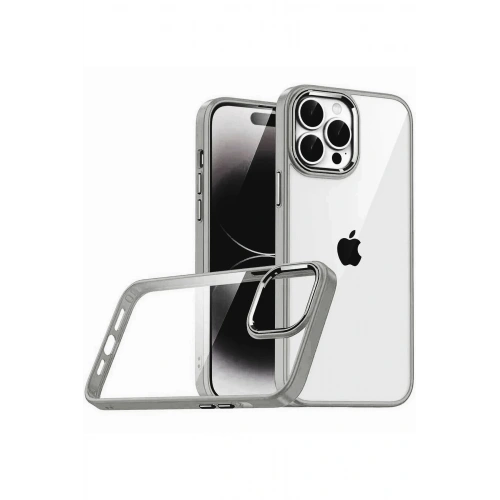 Mey İthalat®   iPhone 15 Pro Max  Lensli Silikon - Titan Gri