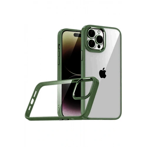 Mey İthalat®   iPhone 15 Pro Max  Lensli Silikon - Yeşil