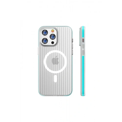 Mey İthalat®  iPhone 15 Pro Max Line Magsafe Kapak - Mavi