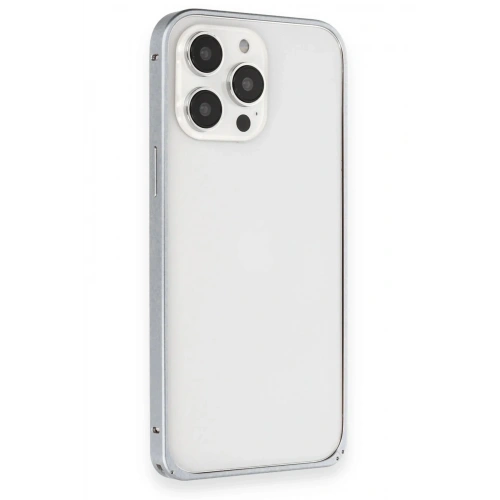 Mey İthalat®  iPhone 15 Pro Max Metal Bumper Mat Kapak - Gri