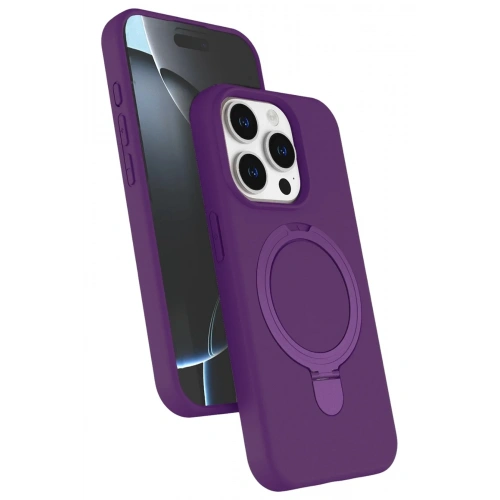 Mey İthalat®   iPhone 15 Pro Max Regal Magsafe Standlı Kapak - Derin Mor