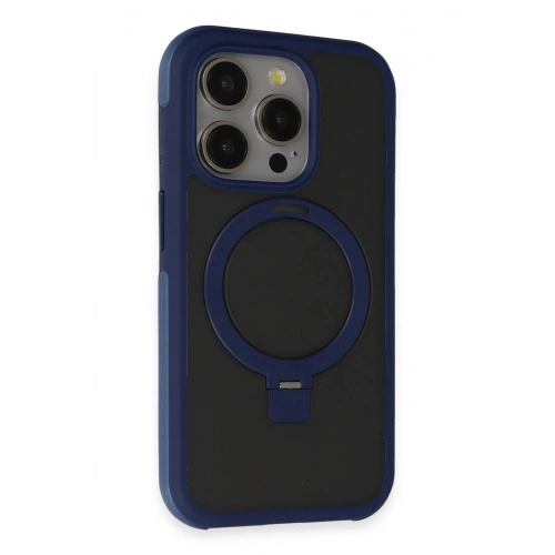Mey İthalat®  iPhone 15 Pro Max Zorda Airbag Magsafe Standlı Kapak - Lacivert