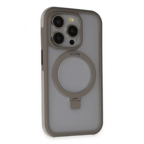 Mey İthalat®  iPhone 15 Pro Max Zorda Airbag Magsafe Standlı Kapak - Titan Gri