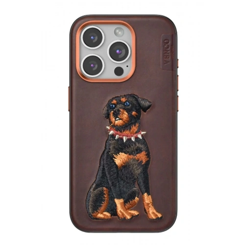 Mey İthalat®  iPhone 15 Pro Perma Desenli Kapak - Koyu Kahve