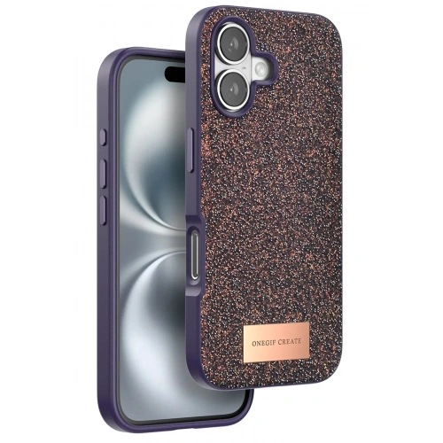 Mey İthalat®   iPhone 16 Bright Simli Kapak - Derin Mor