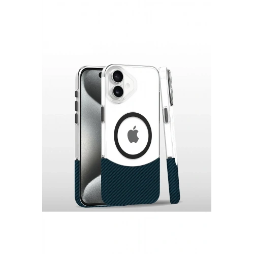 Mey İthalat®  iPhone 16 Carbon Puzzle Magsafe Kapak - Yeşil