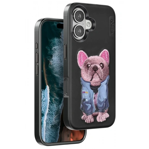 Mey İthalat®  iPhone 16 Cute Desenli Kapak - Siyah