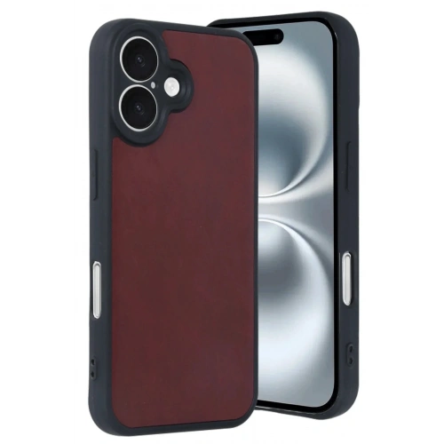 Mey İthalat®  iPhone 16 Kılıf Aras Deri Kapak - Bordo