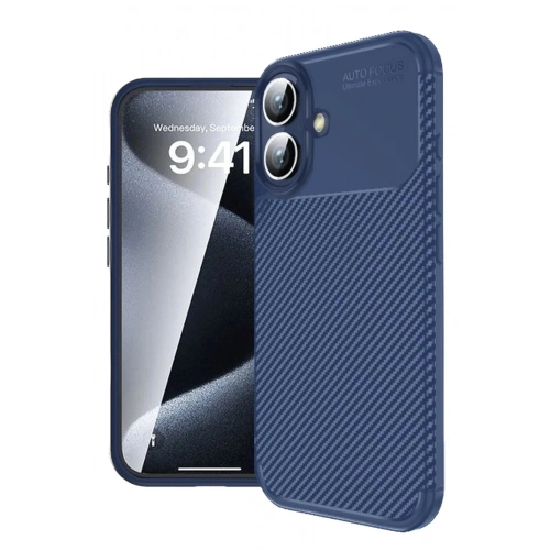 Mey İthalat®  iPhone 16 Kılıf Auto Focus Karbon Kapak - Lacivert