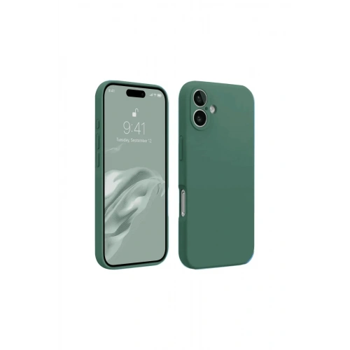 Mey İthalat®  iPhone 16 Kılıf First Silikon - Koyu Yeşil