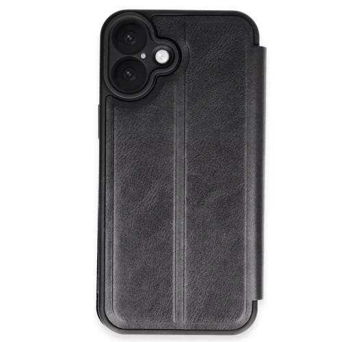 Mey İthalat®   iPhone 16 Kılıf Flip Cover - Siyah