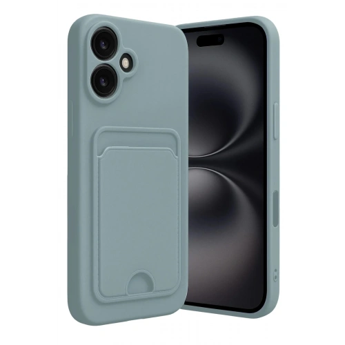 Mey İthalat®  iPhone 16 Kılıf Kelvin Kartvizitli Silikon - Açık Yeşil