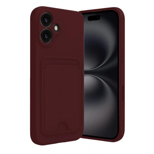 Mey İthalat®  iPhone 16 Kılıf Kelvin Kartvizitli Silikon - Bordo