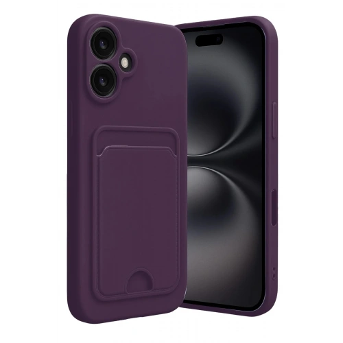 Mey İthalat®   iPhone 16 Kılıf Kelvin Kartvizitli Silikon - Derin Mor