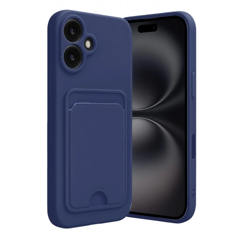 Mey İthalat®  iPhone 16 Kılıf Kelvin Kartvizitli Silikon - Lacivert
