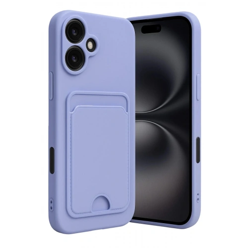 Mey İthalat®  iPhone 16 Kılıf Kelvin Kartvizitli Silikon - Lila