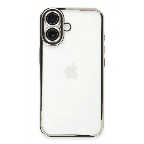 Mey İthalat®  iPhone 16 Kılıf  Lensli Silikon - Gümüş