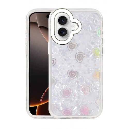 Mey İthalat®   iPhone 16 Lumi Desenli Kapak - Beyaz