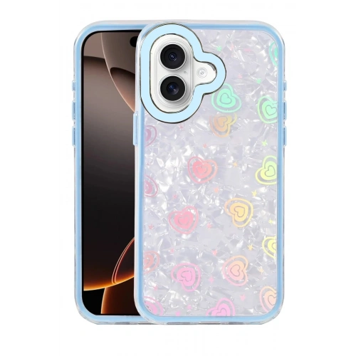 Mey İthalat®   iPhone 16 Lumi Desenli Kapak - Mavi