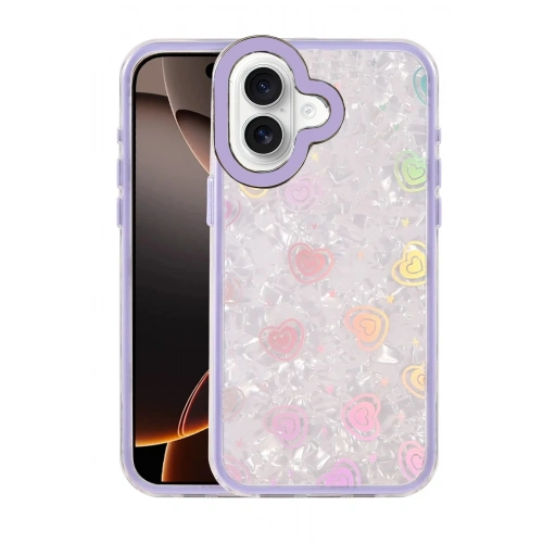 Mey İthalat®   iPhone 16 Lumi Desenli Kapak - Mor