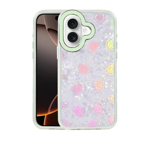 Mey İthalat®   iPhone 16 Lumi Desenli Kapak - Yeşil