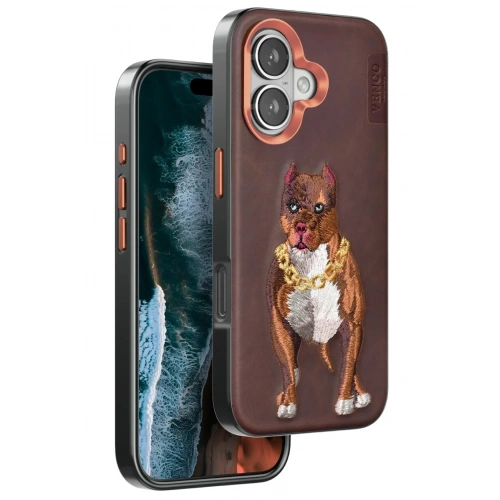 Mey İthalat®  iPhone 16 Perma Desenli Kapak - Kahverengi