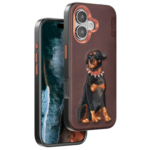 Mey İthalat®  iPhone 16 Perma Desenli Kapak - Koyu Kahve