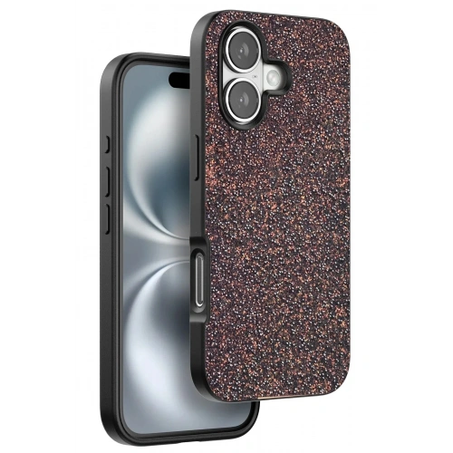Mey İthalat®  iPhone 16 Plus Bright Simli Kapak - Derin Mor