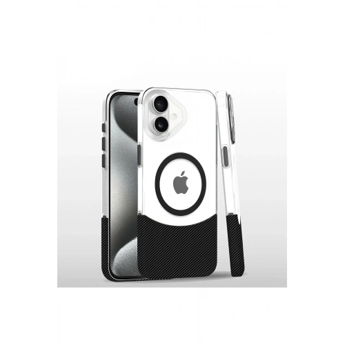 Mey İthalat®  iPhone 16 Plus Carbon Puzzle Magsafe Kapak - Siyah