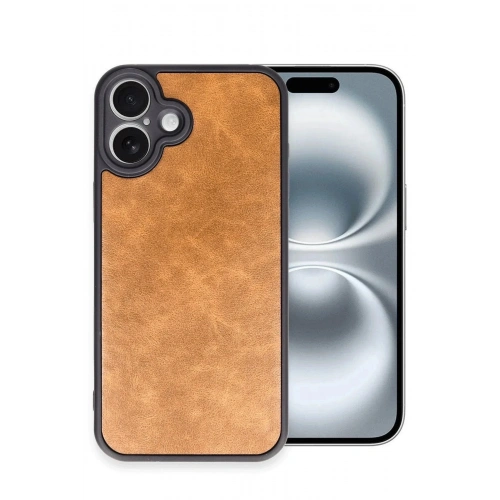 Mey İthalat®  iPhone 16 Plus Kılıf Aras Deri Kapak - Taba