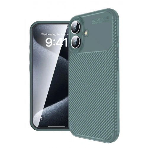 Mey İthalat®  iPhone 16 Plus Kılıf Auto Focus Karbon Kapak - Koyu Yeşil