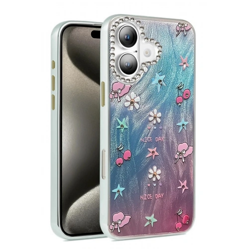 Mey İthalat®  iPhone 16 Plus Kılıf Blade Aynalı Desenli Kapak - Desen 4