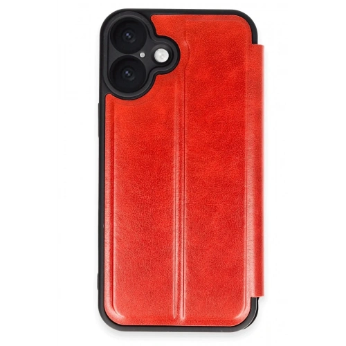 Mey İthalat®  iPhone 16 Plus Kılıf Flip Cover - Kırmızı