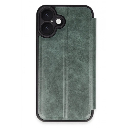 Mey İthalat®  iPhone 16 Plus Kılıf Flip Cover - Koyu Yeşil