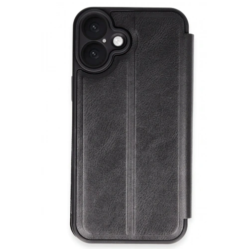 Mey İthalat®  iPhone 16 Plus Kılıf Flip Cover - Siyah