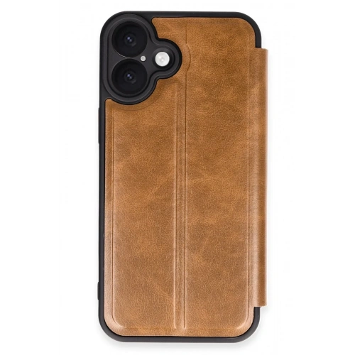 Mey İthalat®  iPhone 16 Plus Kılıf Flip Cover - Taba