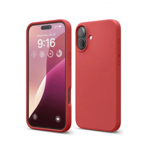 Mey İthalat®  iPhone 16 Plus Kılıf Nano içi Kadife Silikon - Kırmızı