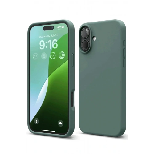 Mey İthalat®  iPhone 16 Plus Kılıf Nano içi Kadife Silikon - Koyu Yeşil