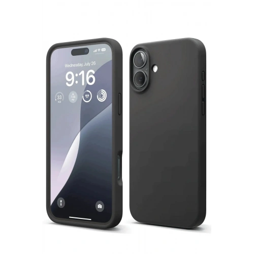 Mey İthalat®  iPhone 16 Plus Kılıf Nano içi Kadife Silikon - Siyah
