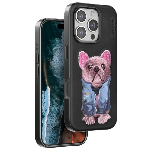 Mey İthalat®  iPhone 16 Pro Cute Desenli Kapak - Siyah